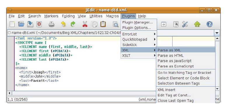 XML Parsing in jEdit